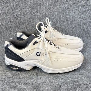 FootJoy GreenJoys White Leather with Navy Accents - Men’s Golf Sneakers Size 10
